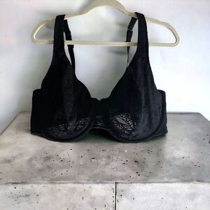 Cacique‎ Back Smoothing Full Coverage Bra 46DDD Plus Size Full Figure Black Lace